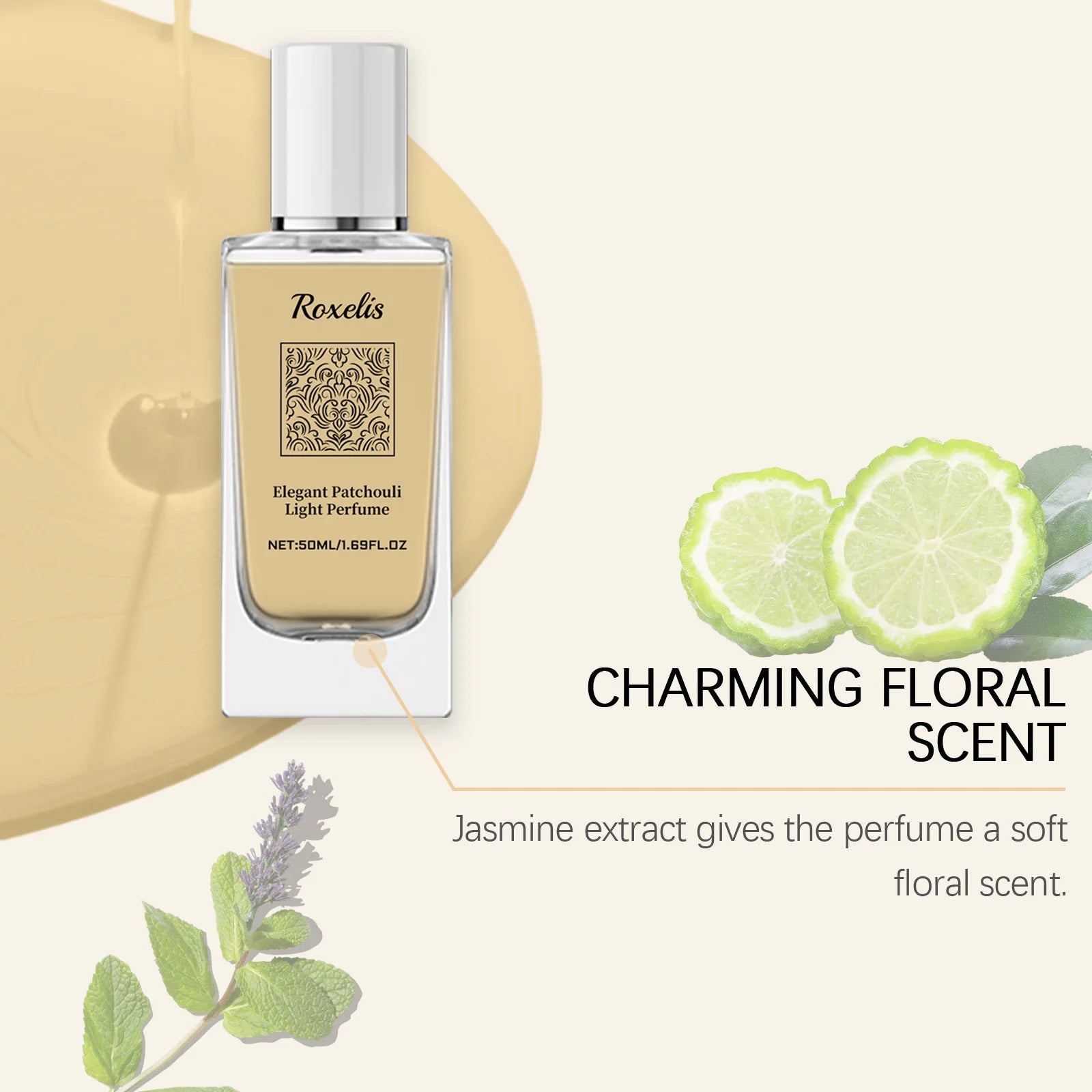 Roxelis 50ml Elegant Patchouli Perfume Light Fragrance Pheromone Release Charm Flirting Encourage Dating Glamour Scent Perfume