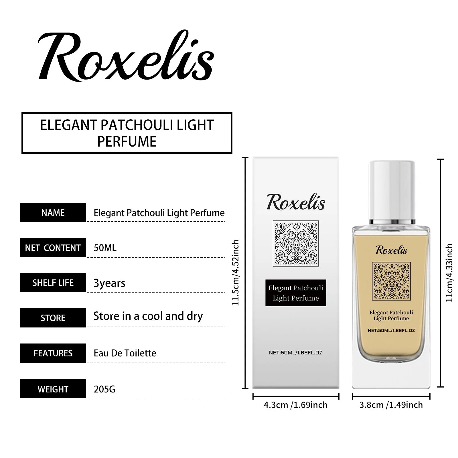 Roxelis 50ml Elegant Patchouli Perfume Light Fragrance Pheromone Release Charm Flirting Encourage Dating Glamour Scent Perfume