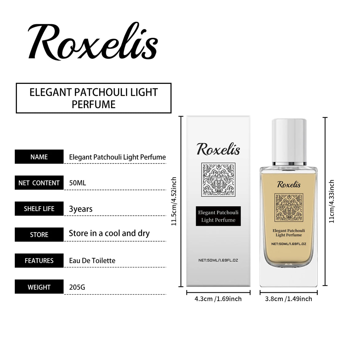 Roxelis 50ml Elegant Patchouli Perfume Light Fragrance Pheromone Release Charm Flirting Encourage Dating Glamour Scent Perfume