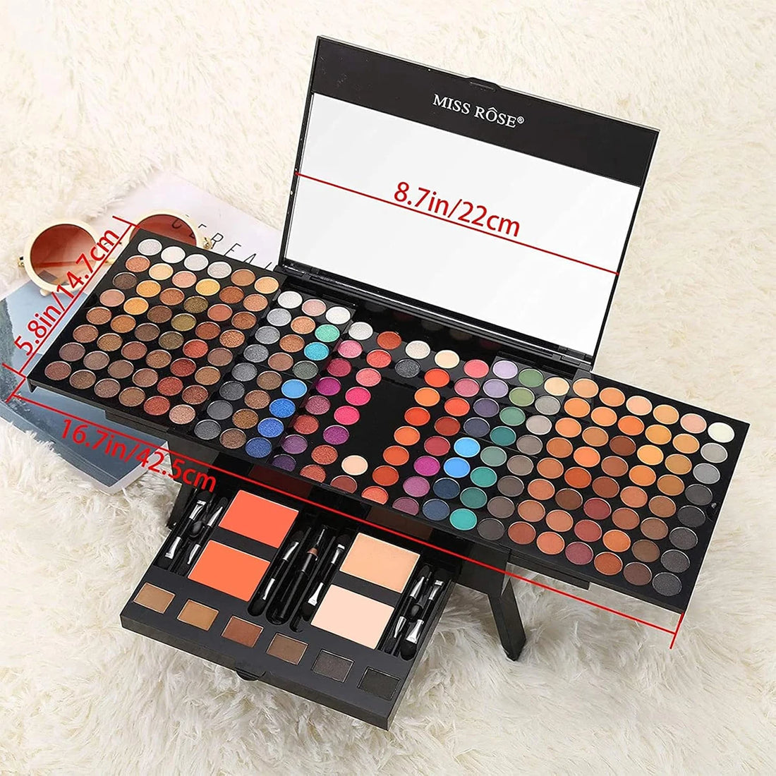 180 Colors Piano Eyeshadow Palette Matte & Shimmer Blush Set with Black Eyeliner Mother's Day Makeup Gift Kit For Mother's Day