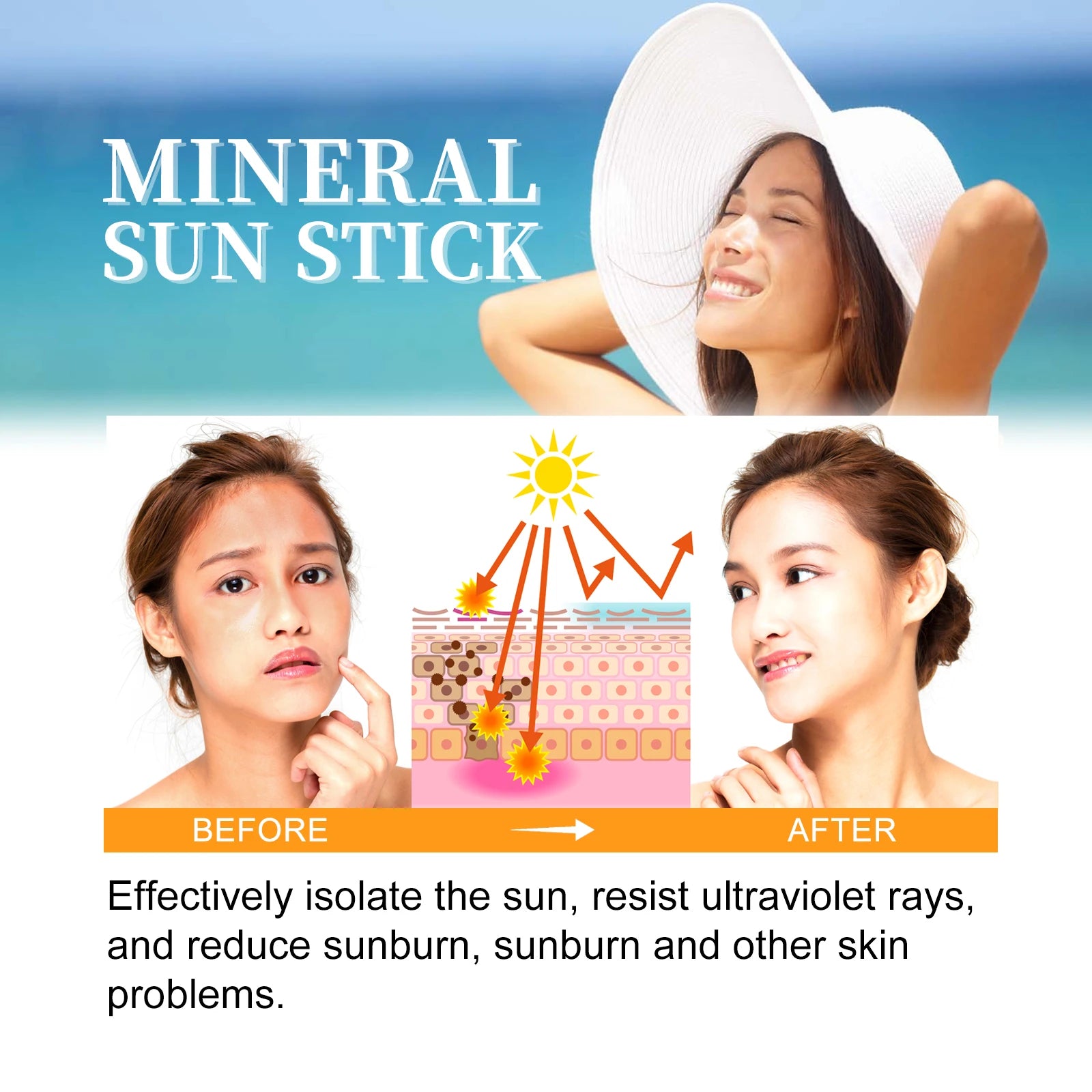 Hoygi 15g Sunscreen Cream Stick Spf50+ Moisturize Face Refresh Summer Oil Control Solar Blocker Uv Isolation Brighten Sun Cream