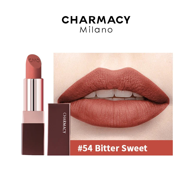 CHARMACY Matte Durable Easy To Wear Lipstick Natural Matte Red Velvet Lip Stick Lip Coloring Makeup Women Beauty Cosmetics
