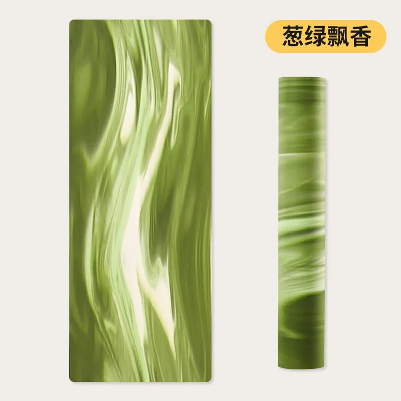 ‌Contrast-Colored PU & Natural Rubber Yoga Mat - Anti-Slip, Moisture-Wicking Dance/Fitness Mat with Artistic Design (Premium Edi