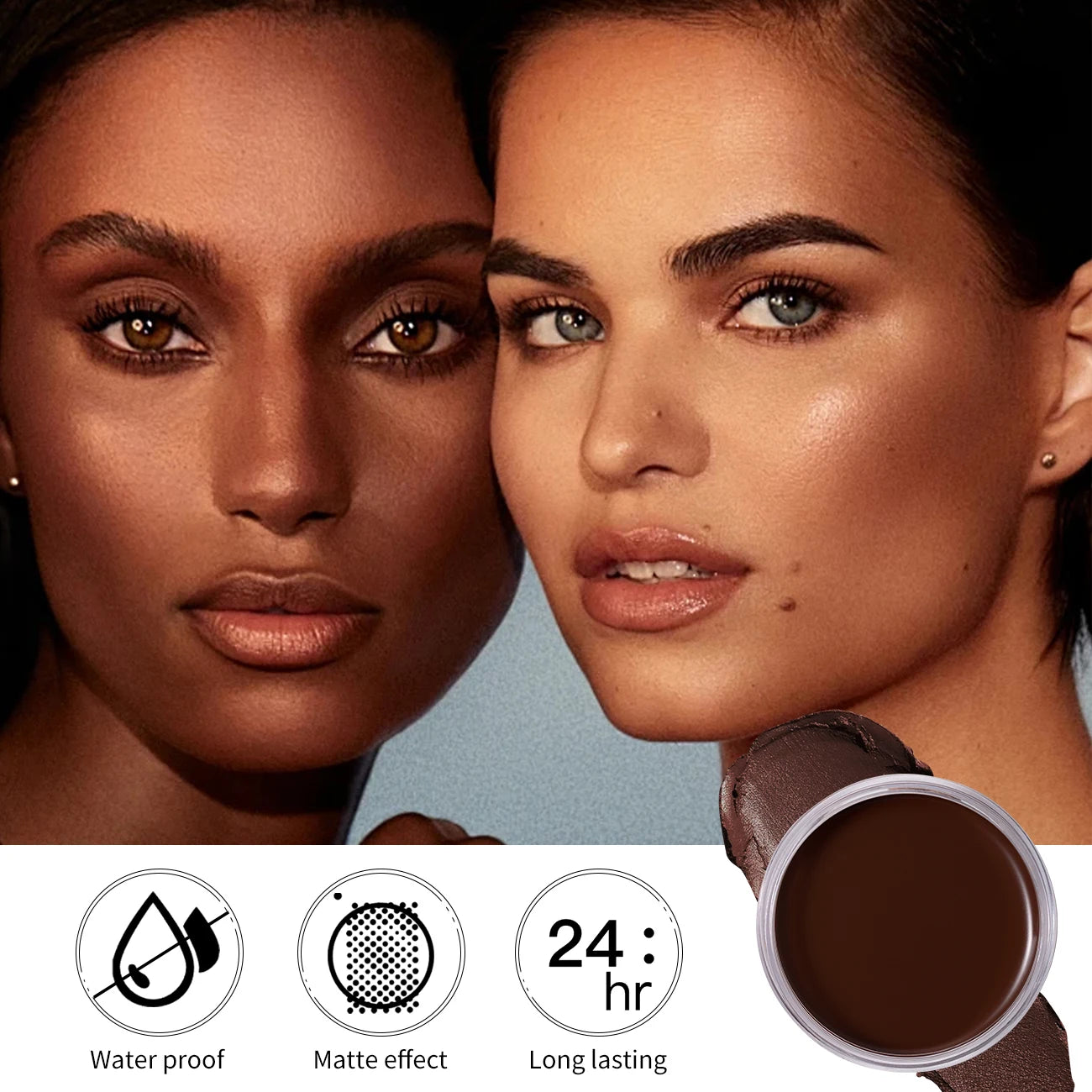 Waterproof Foundation Full Coverage, Oil-control Matte Velvet Nourishing Flawless Cream Foundation, 0.7oz Cream Bronzer Makeup