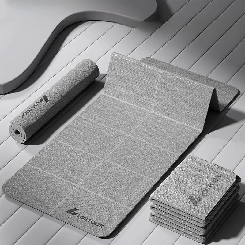 1PC Foldable Yoga Mat Eco Friendly Tpe Folding Travel Fitness Exercise Double Sided Non-Slip For Pilates & Floor Workouts