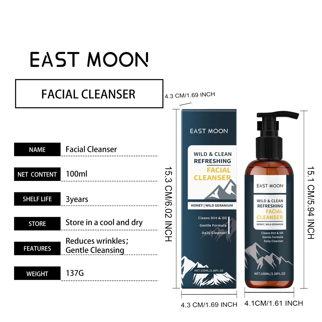 Men's Nourishing Facial Cleanser Refine Pores Brightening Gentle Oil Control Face Wash for Deep Cleansing & Refreshing Skin