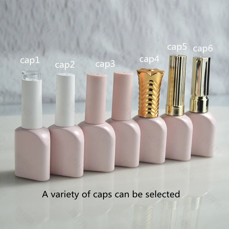10/30/50pcs 12ml Empty Nail Polish Bottle Nail Polish Glue Bottle Container Pink Glass Nail Oil Bottles