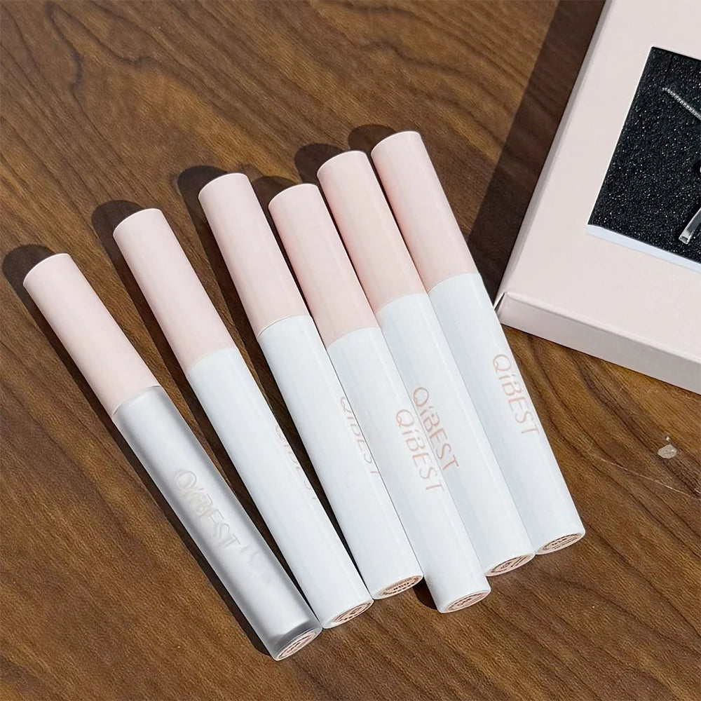 QIBEST 6Pcs/Box Matte Velvet Lipstick Sets Lasting Lip Glaze Kits Moisturizing Mirror Watery Lipgloss Makeup Set Necklace Gift