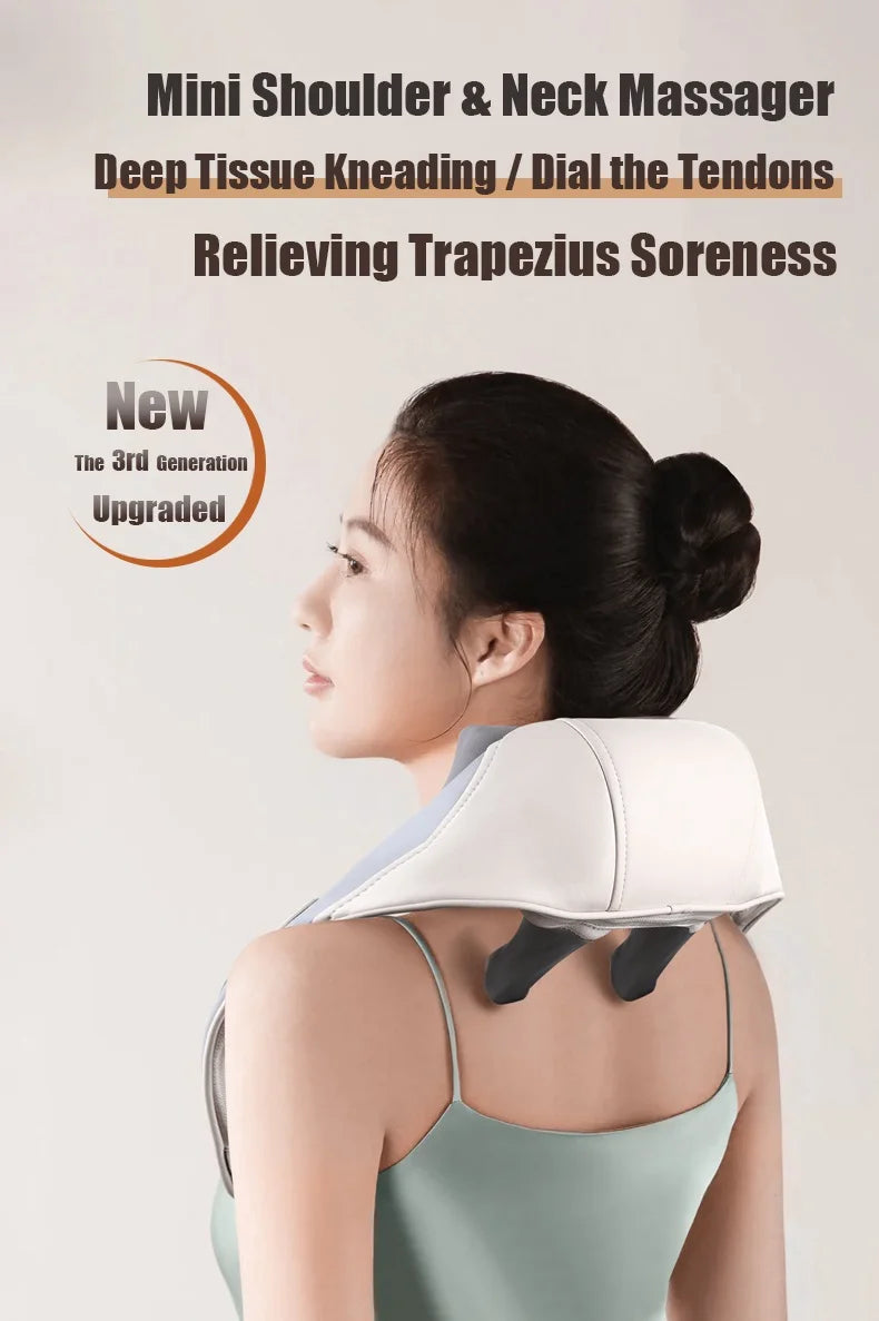 JianYouCare electrical neck shoulder body massager Heated Kneading Shiatsu Shawl Cervical back Massage machine Relieve fatigue