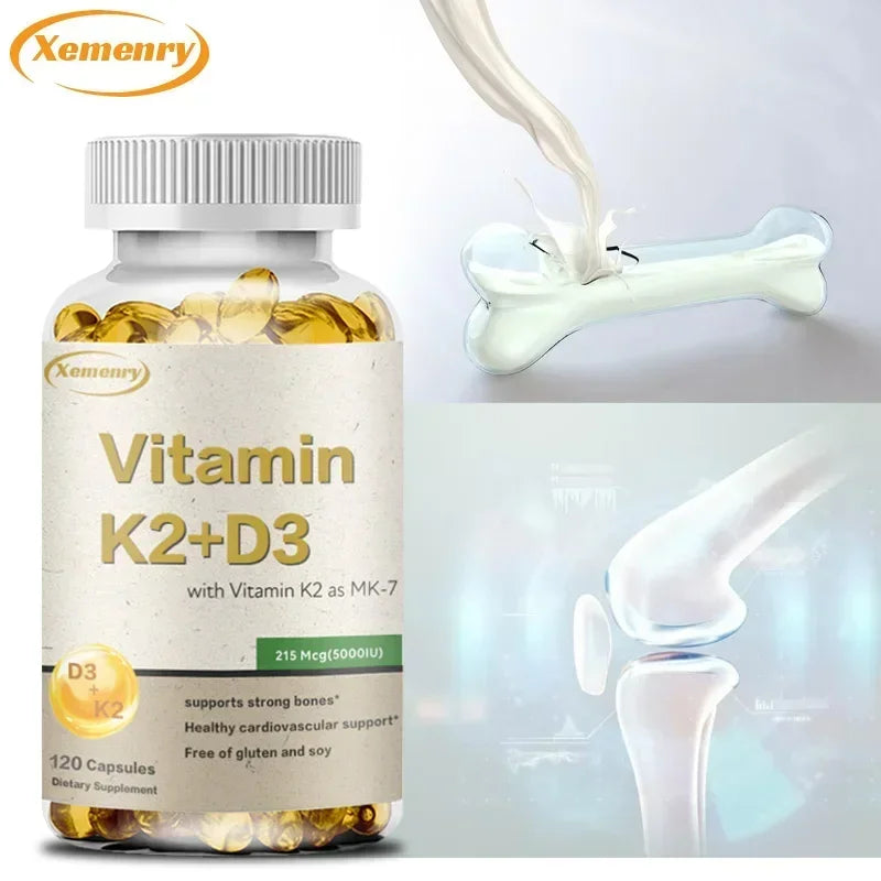 Vitamin K2 + D3 Supplement - Promotes Calcium Absorption, Helps Promote Bone, Teeth, Joints, Heart Immune Health Supplement