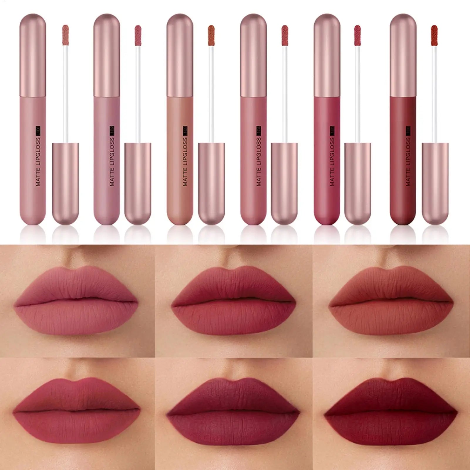 Mini Lipstick Set waterproof Matte 6 Colors Lipstick Velvet Red Lip Pigment Non-stick Cup Lip Gloss Kit
