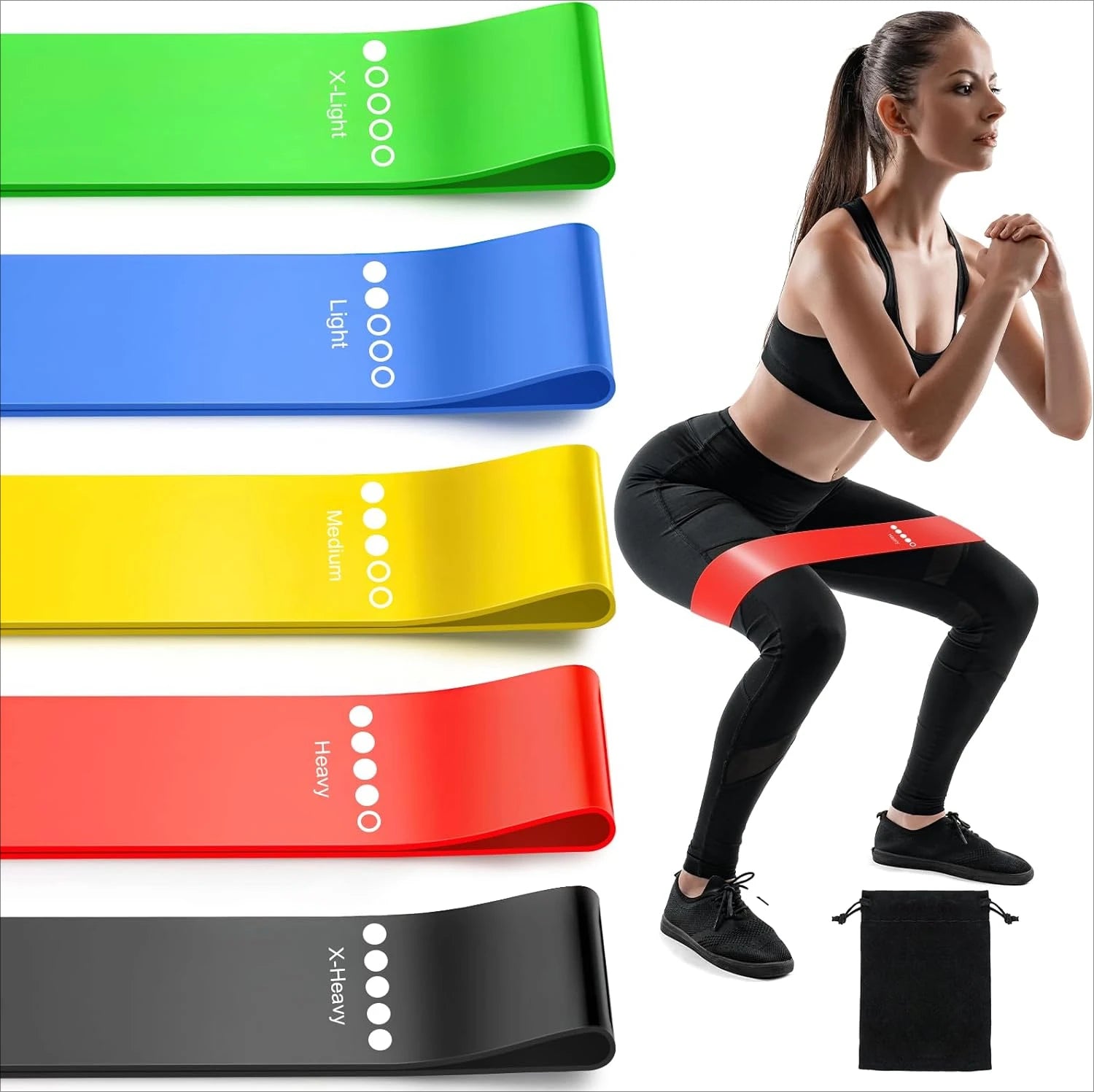 Resistance bands for exercise, elastic exercise loops for physical therapy, and stretch bands for beautiful legs