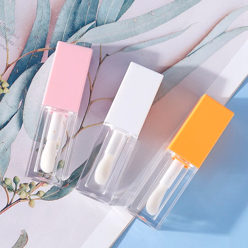 10/30/50pcs Empty 5ml Lip Gloss Tube With Big Brush Square Clear Cosmetic Container Lip Glaze Tube Makeup Bottle Sample Vial