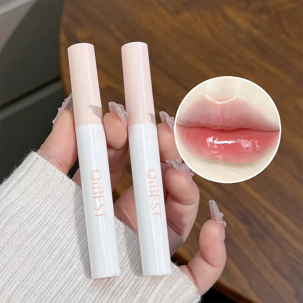 QIBEST 6Pcs/Box Matte Velvet Lipstick Sets Lasting Lip Glaze Kits Moisturizing Mirror Watery Lipgloss Makeup Set Necklace Gift