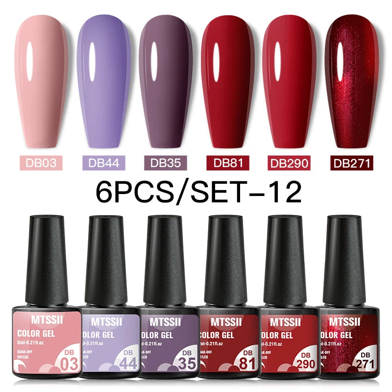 Mtssii 10Pcs/Set Christmas Gel Nail Polish Nail Art Sparkle Gold Red Green Gel Polish Varnish Semi Permanen Gel New Year Nail