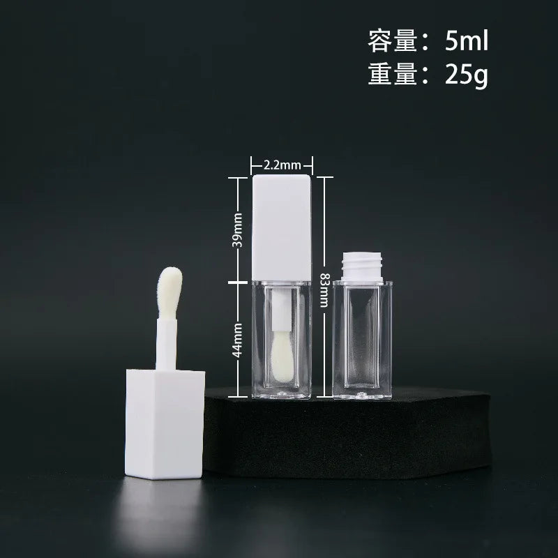 10/30/50pcs Empty 5ml Lip Gloss Tube With Big Brush Square Clear Cosmetic Container Lip Glaze Tube Makeup Bottle Sample Vial