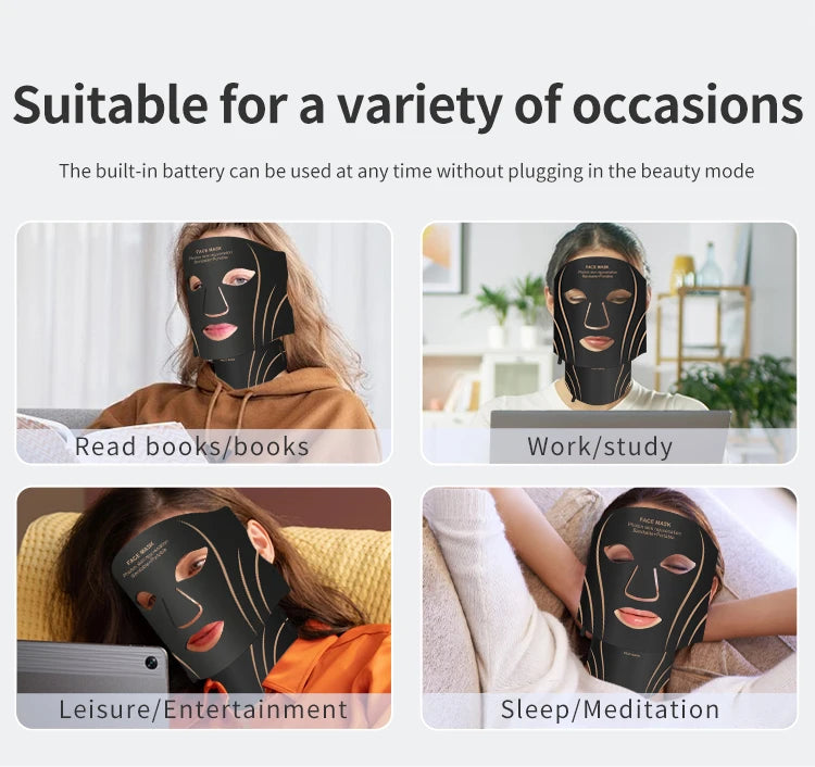 Silicone LED 7 Colors Facial Neck Mask Whitening Skin Acne Blemish Firming Skin Deep Repair  Remove Wrinkles Beauty Mask Device