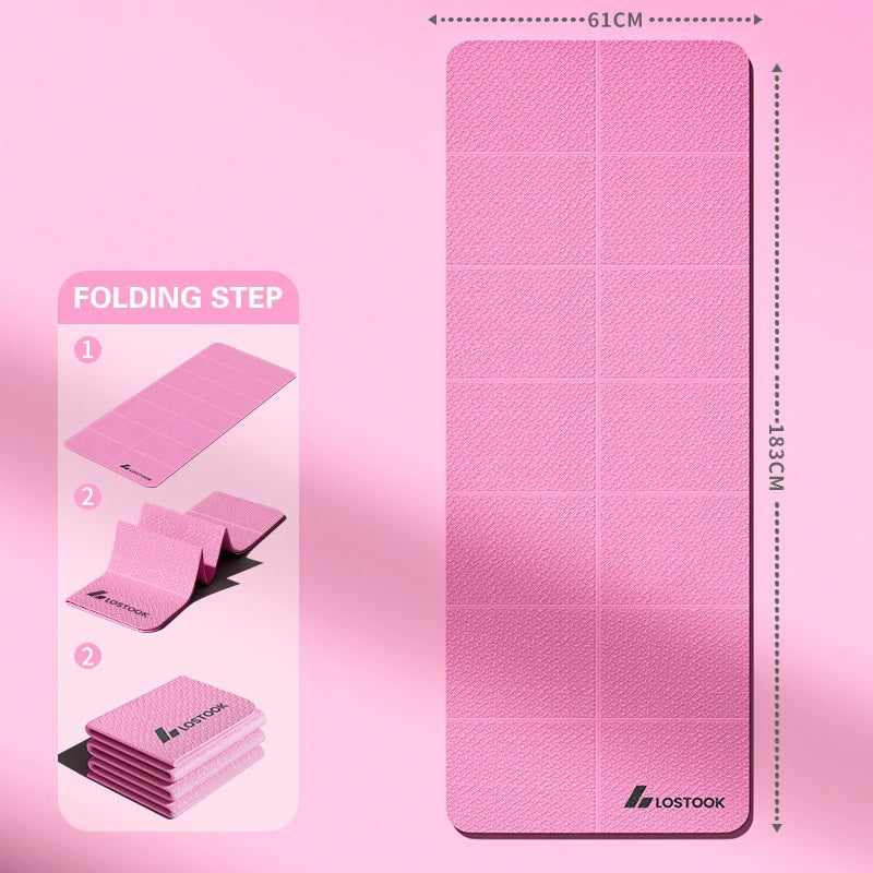 1PC Foldable Yoga Mat Eco Friendly Tpe Folding Travel Fitness Exercise Double Sided Non-Slip For Pilates & Floor Workouts