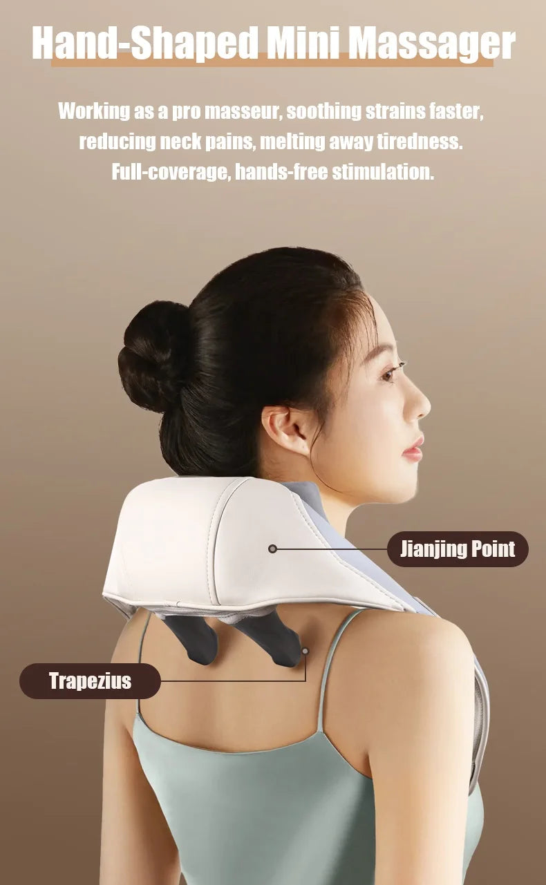 JianYouCare electrical neck shoulder body massager Heated Kneading Shiatsu Shawl Cervical back Massage machine Relieve fatigue