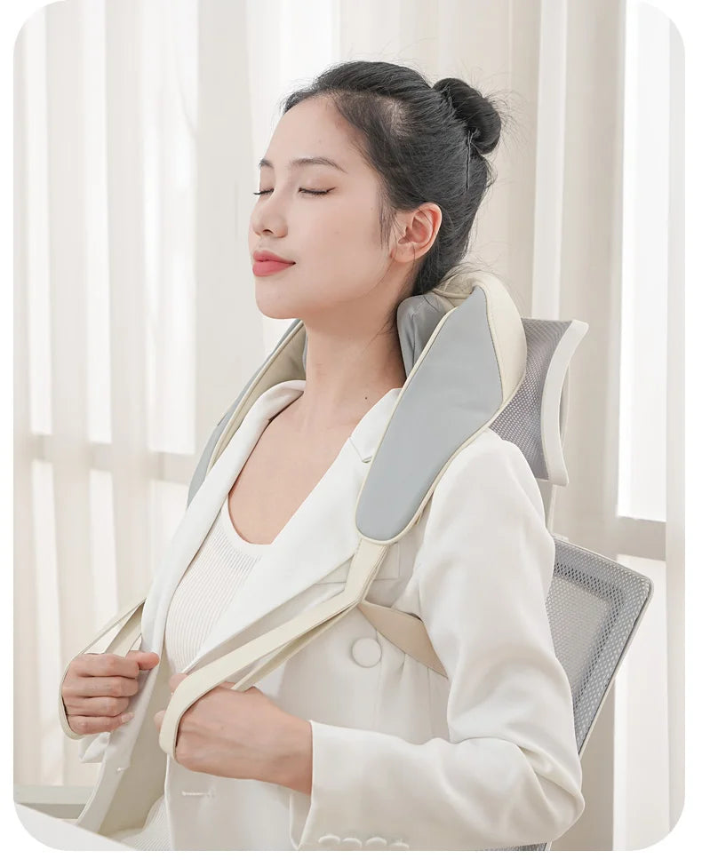 JianYouCare electrical neck shoulder body massager Heated Kneading Shiatsu Shawl Cervical back Massage machine Relieve fatigue