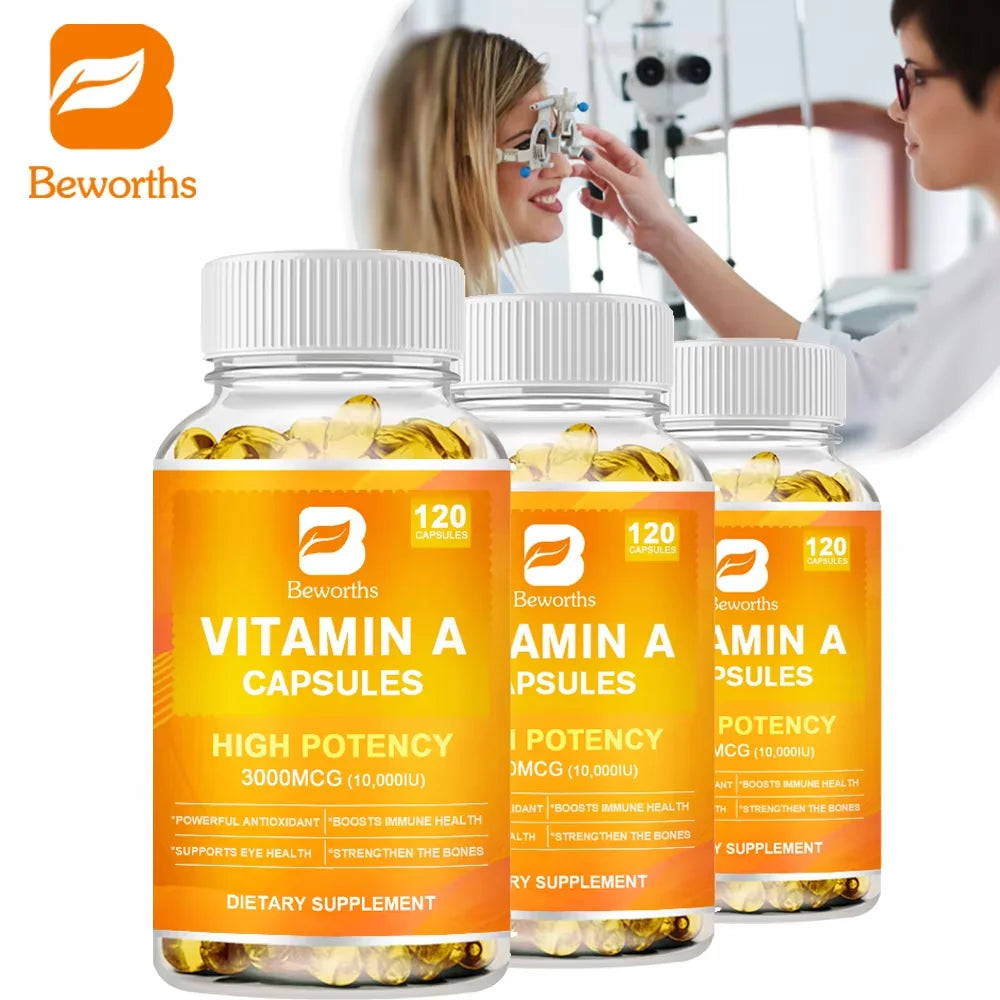 BEWORTHS Vitamin A Capsules Effectively Antioxidant Skin Care Enhances Immunity and Supports Eye and Bone Health