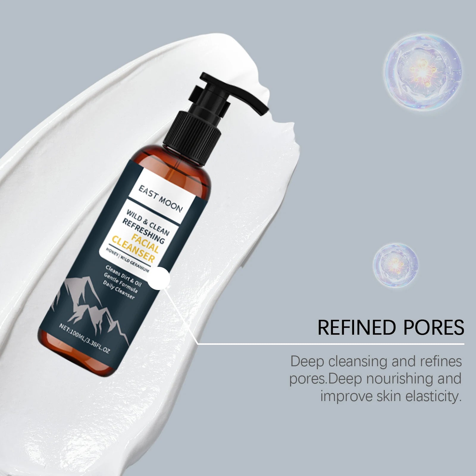 Men's Nourishing Facial Cleanser Refine Pores Brightening Gentle Oil Control Face Wash for Deep Cleansing & Refreshing Skin