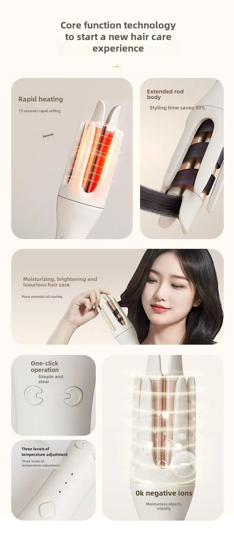 Automatic Rotating Curling Iron Electric Rotation Does Not Hurt Hair Portable Hair Curler for Comfortable and Safe Hair Styling