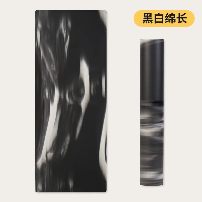 ‌Contrast-Colored PU & Natural Rubber Yoga Mat - Anti-Slip, Moisture-Wicking Dance/Fitness Mat with Artistic Design (Premium Edi