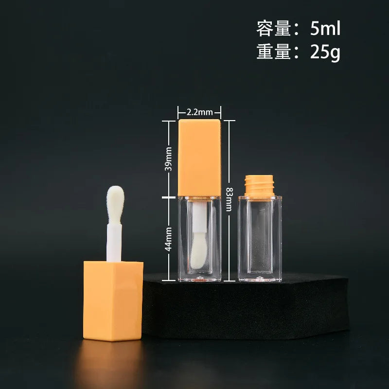 10/30/50pcs Empty 5ml Lip Gloss Tube With Big Brush Square Clear Cosmetic Container Lip Glaze Tube Makeup Bottle Sample Vial