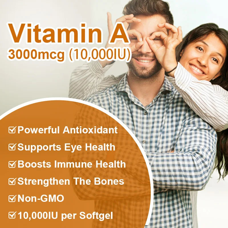 BEWORTHS Vitamin A Capsules Effectively Antioxidant Skin Care Enhances Immunity and Supports Eye and Bone Health