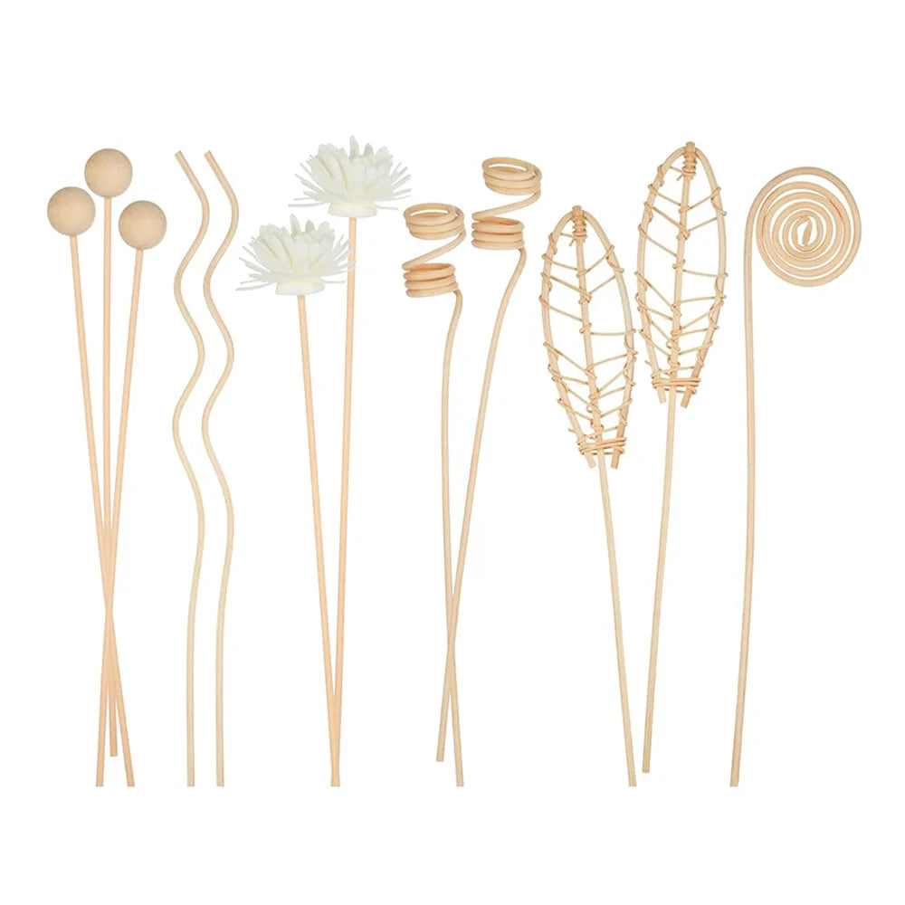 12PCS Natural Rattan Reed Diffuser Sticks Unscented Essential Oil Aromatherapy Set
