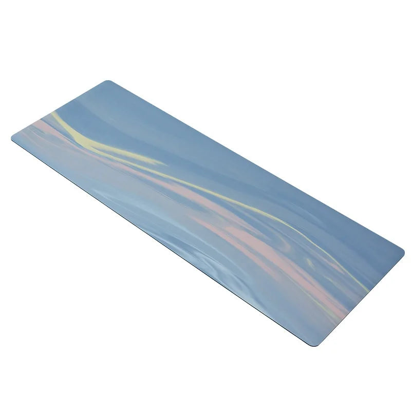 ‌Contrast-Colored PU & Natural Rubber Yoga Mat - Anti-Slip, Moisture-Wicking Dance/Fitness Mat with Artistic Design (Premium Edi