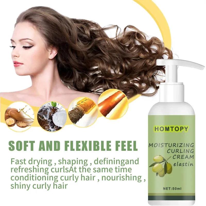 Natural Curl Hair Cream for Curly Hair Styling Curling Moisture Lotion Anti Frizzy Bounce Sculpting Boost Hair Conditioner Care