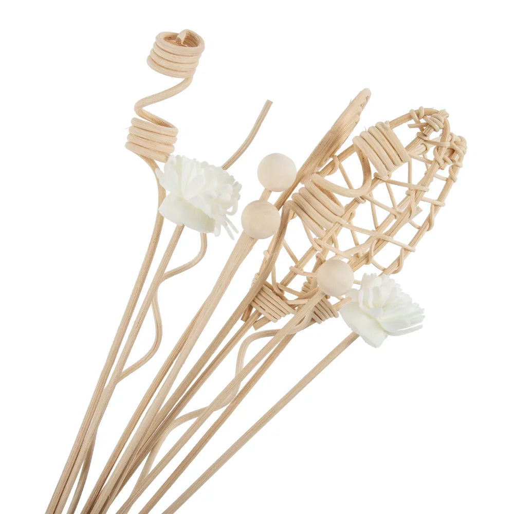 12PCS Natural Rattan Reed Diffuser Sticks Unscented Essential Oil Aromatherapy Set