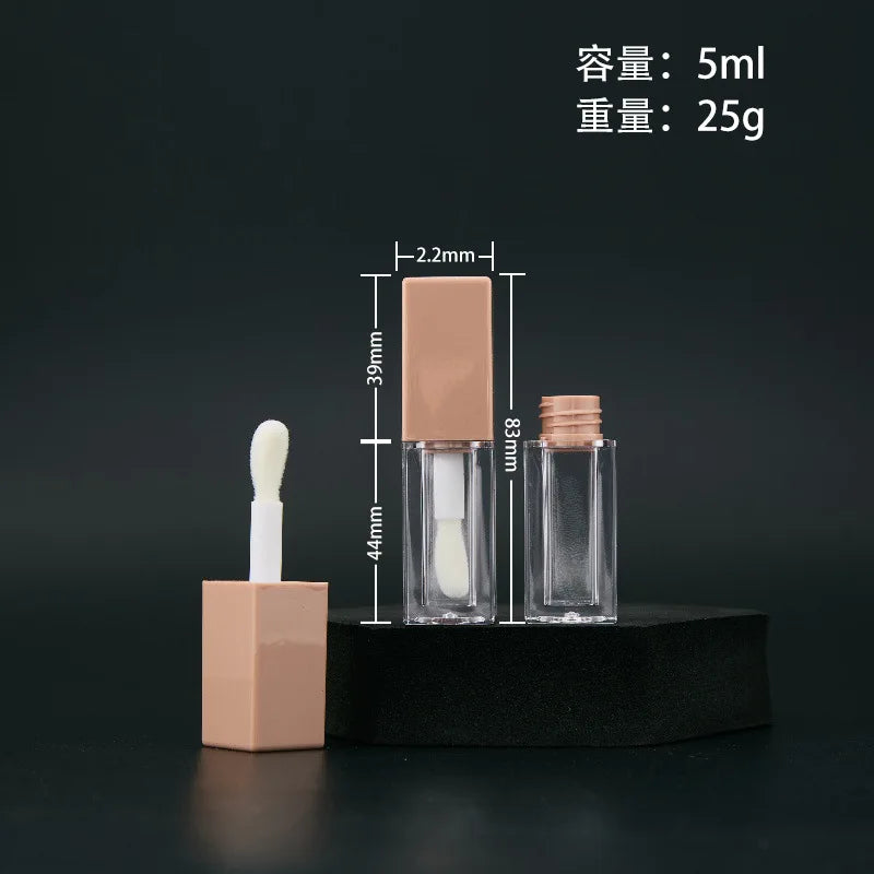 10/30/50pcs Empty 5ml Lip Gloss Tube With Big Brush Square Clear Cosmetic Container Lip Glaze Tube Makeup Bottle Sample Vial