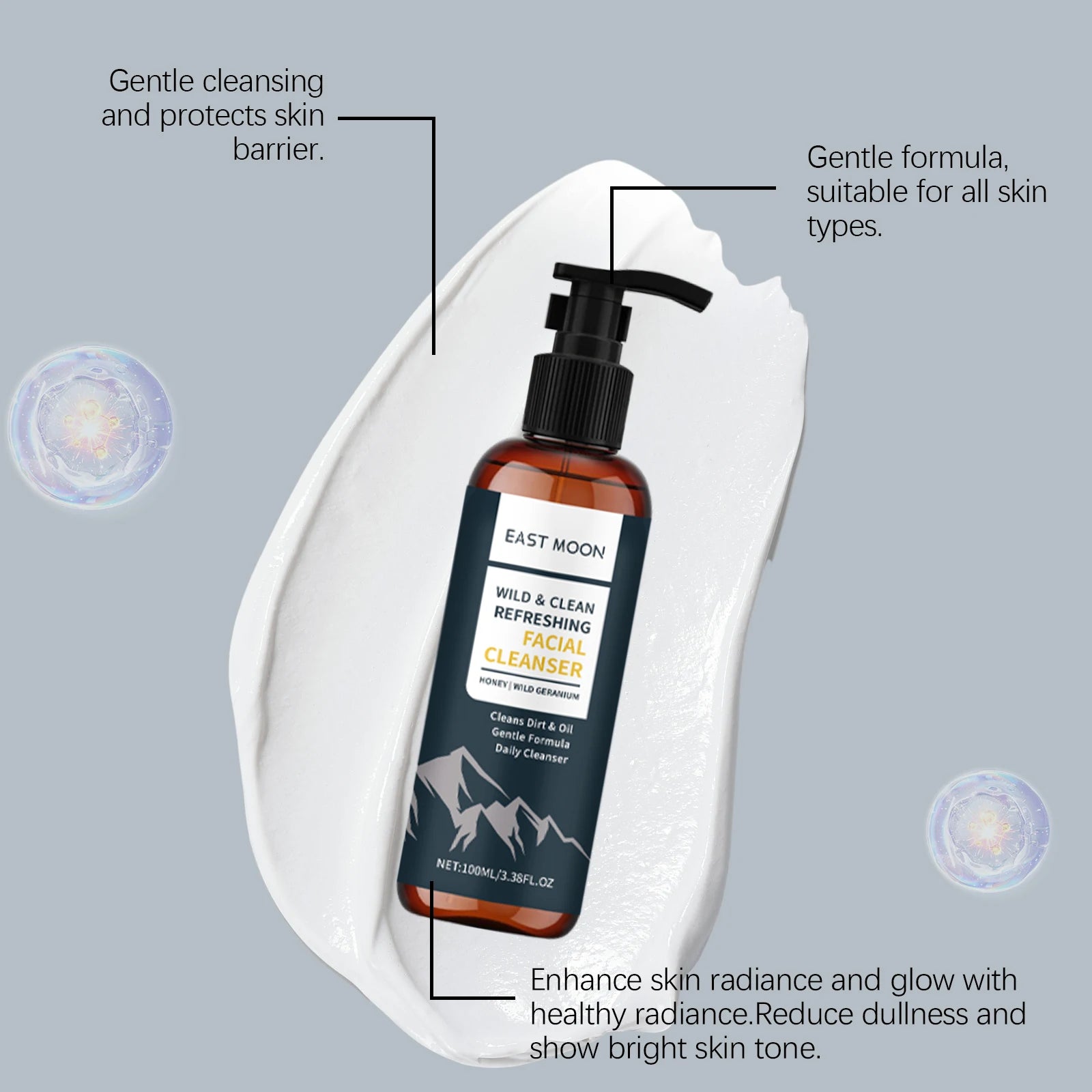 Men's Nourishing Facial Cleanser Refine Pores Brightening Gentle Oil Control Face Wash for Deep Cleansing & Refreshing Skin