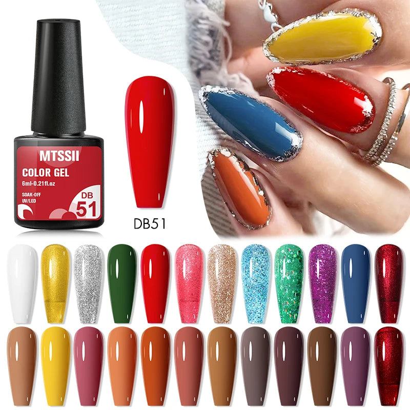 Mtssii 10Pcs/Set Christmas Gel Nail Polish Nail Art Sparkle Gold Red Green Gel Polish Varnish Semi Permanen Gel New Year Nail