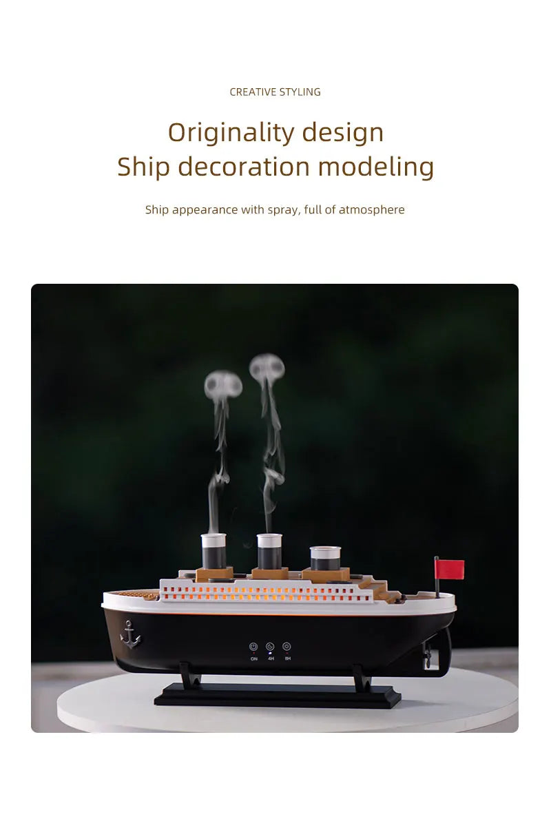 250ml Titanic Ship Model Decoration Air Humidifier Essential Oil Diffuser Jellyfish Smoke Ring Spray Aroma Diffuser For Home