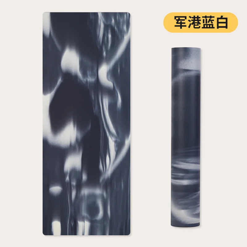 ‌Contrast-Colored PU & Natural Rubber Yoga Mat - Anti-Slip, Moisture-Wicking Dance/Fitness Mat with Artistic Design (Premium Edi