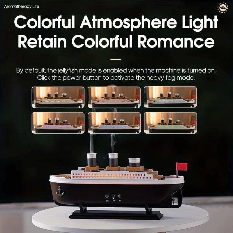250ml Titanic Ship Model Decoration Air Humidifier Essential Oil Diffuser Jellyfish Smoke Ring Spray Aroma Diffuser For Home