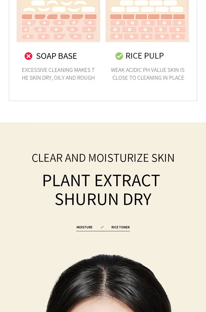Rice Raw Pulp Facial Cleanser Face Wash Foam skincare Moisturizing Skin Brightening Rejuvenation Face Cleanser Skin Care