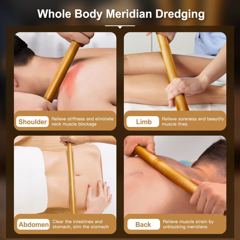 Natural Bamboo Massage Stick Wood Therapy Stick Gua Sha Massage Wood Therapy Tools for Body Contour Cupping Gua Sha Massager
