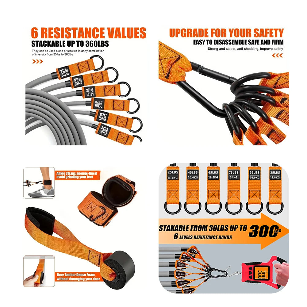 Resistance Bands Exercise Bands with Handles Fitness Bands Set Multi-Function Workout Bands Weight Bands Home Gym Equipment