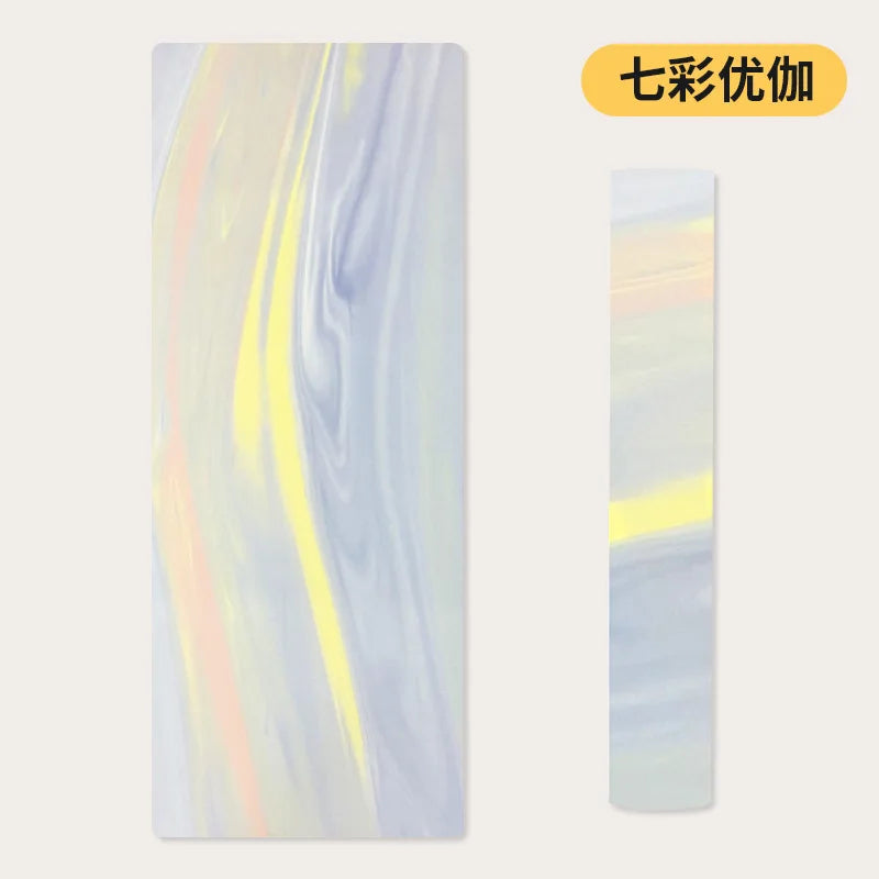 ‌Contrast-Colored PU & Natural Rubber Yoga Mat - Anti-Slip, Moisture-Wicking Dance/Fitness Mat with Artistic Design (Premium Edi