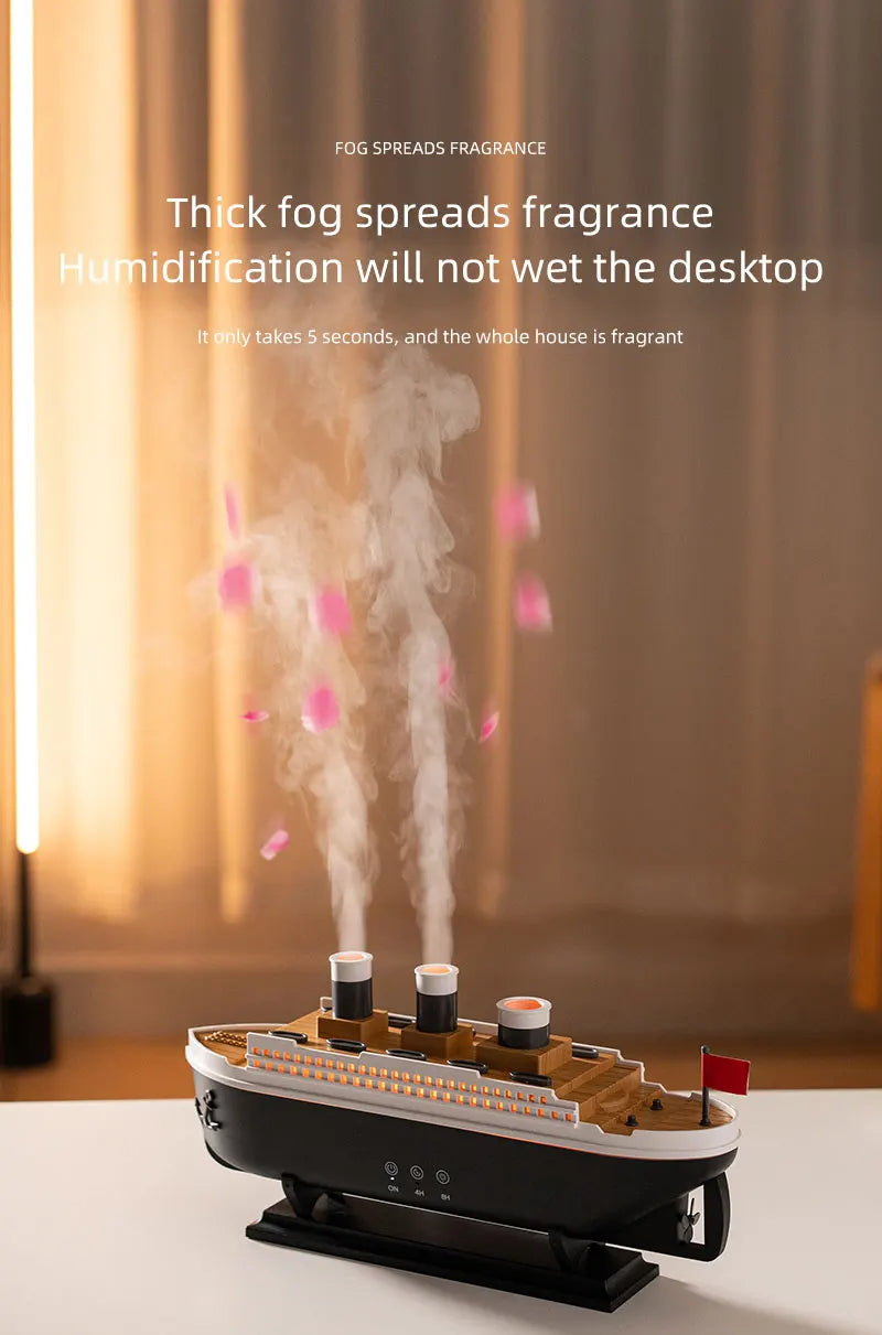 250ml Titanic Ship Model Decoration Air Humidifier Essential Oil Diffuser Jellyfish Smoke Ring Spray Aroma Diffuser For Home