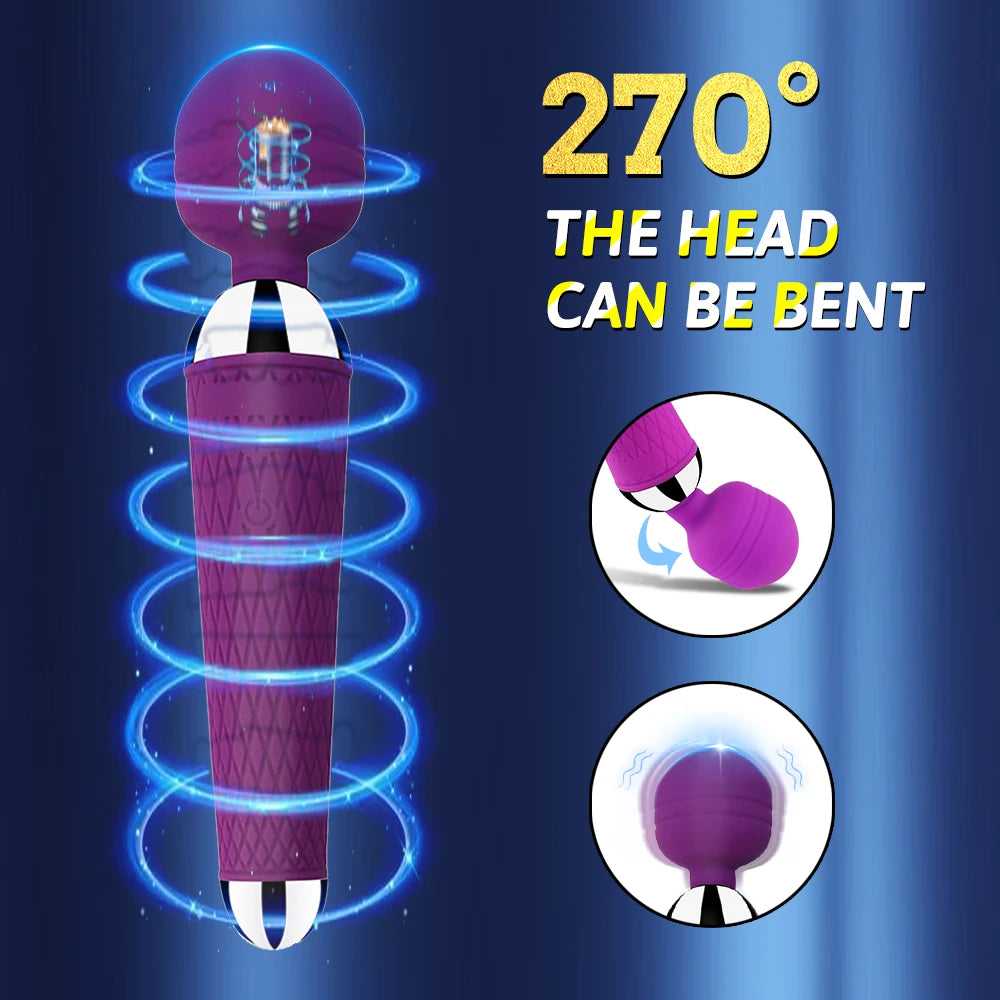 Powerful Clitoris Vibrators USB Recharge Magic Wand AV Vibrator Massager Sexual Wellness Erotic Sex Toys for Women Adult Product