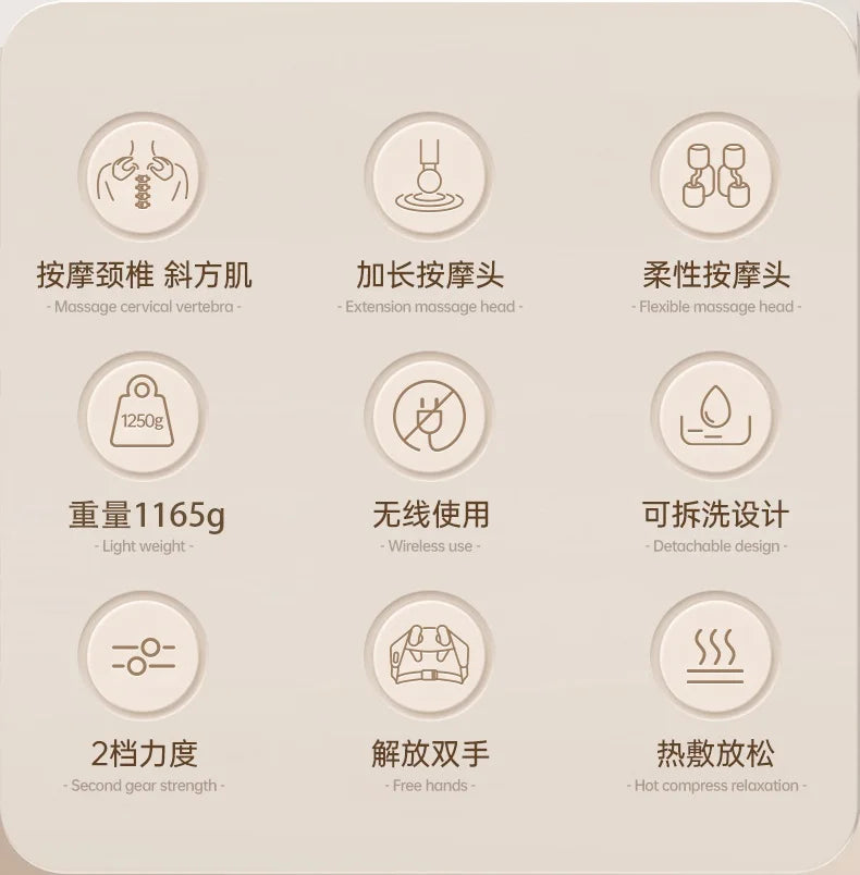 JianYouCare electrical neck shoulder body massager Heated Kneading Shiatsu Shawl Cervical back Massage machine Relieve fatigue