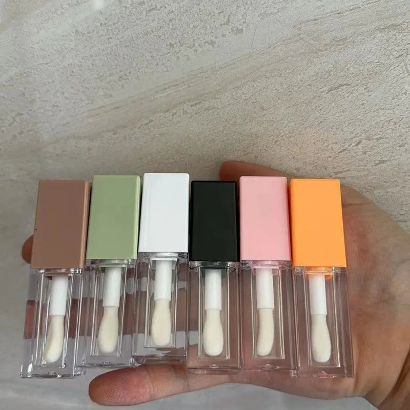 10/30/50pcs Empty 5ml Lip Gloss Tube With Big Brush Square Clear Cosmetic Container Lip Glaze Tube Makeup Bottle Sample Vial