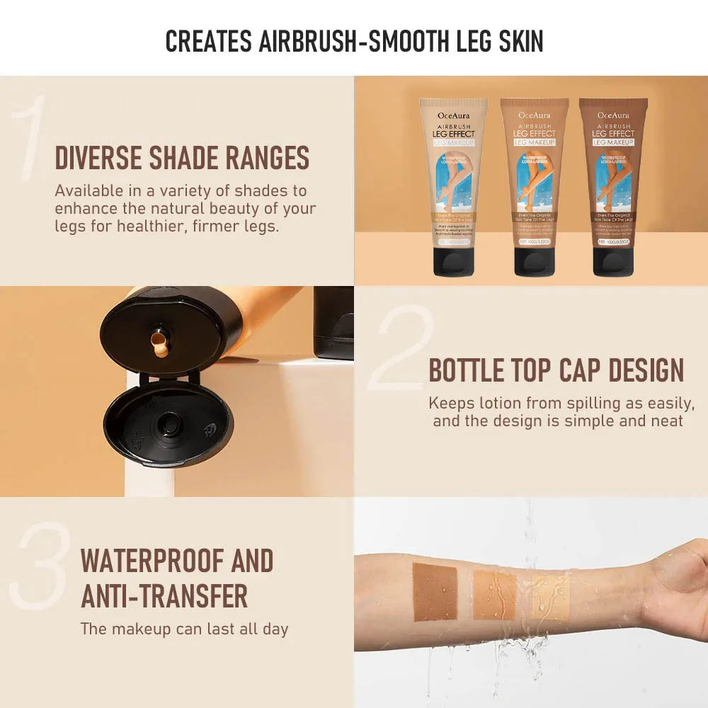 Waterproof Long Lasting Leg Makeup Lotion Even Skin Tone Body Foundation Body Tanning Cream Medium Bronze Leg Makeup