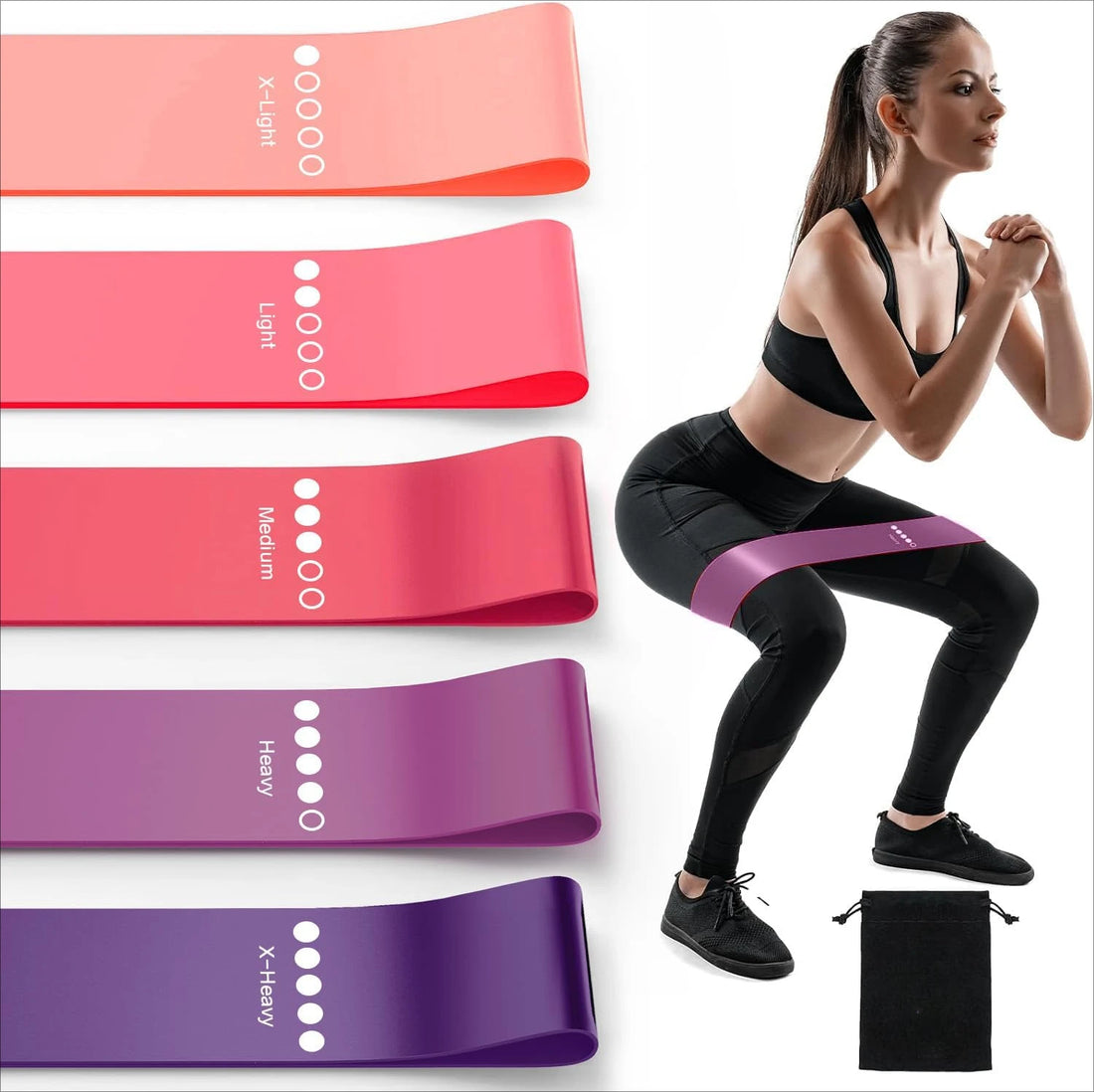 Resistance bands for exercise, elastic exercise loops for physical therapy, and stretch bands for beautiful legs